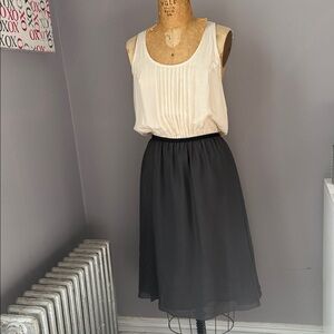 Ulla Johnson Black & Cream Silk Midi Dress Size 6